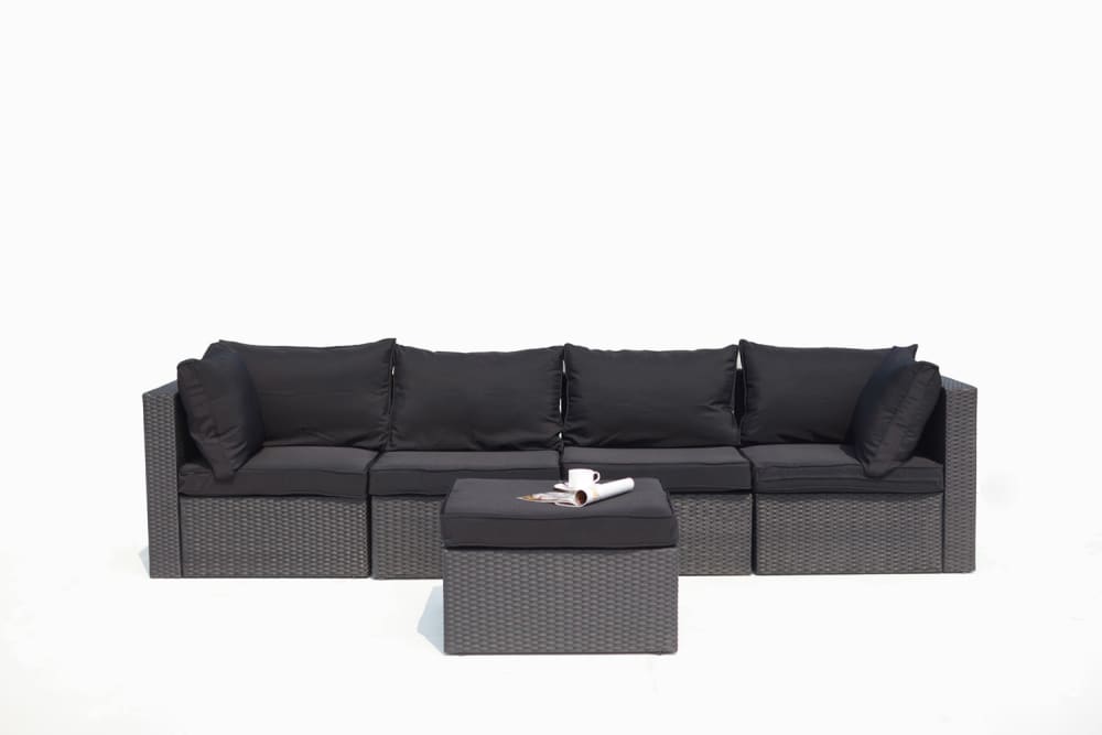 Salotto da giardino componibili 5 posti in resina intrecciata nero