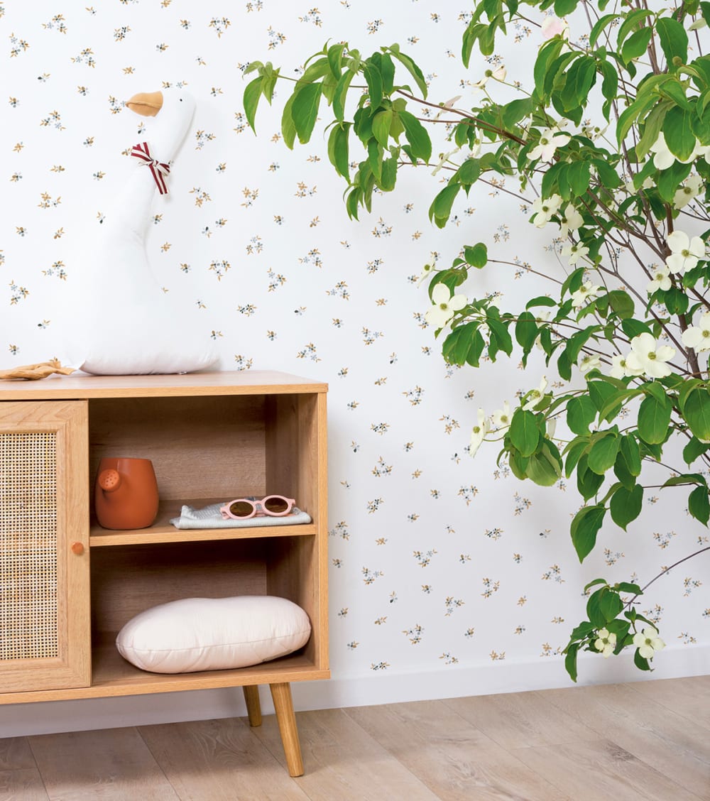 Carta da parati intessuta stampa piccoli fiori (50 cm x 10 m)