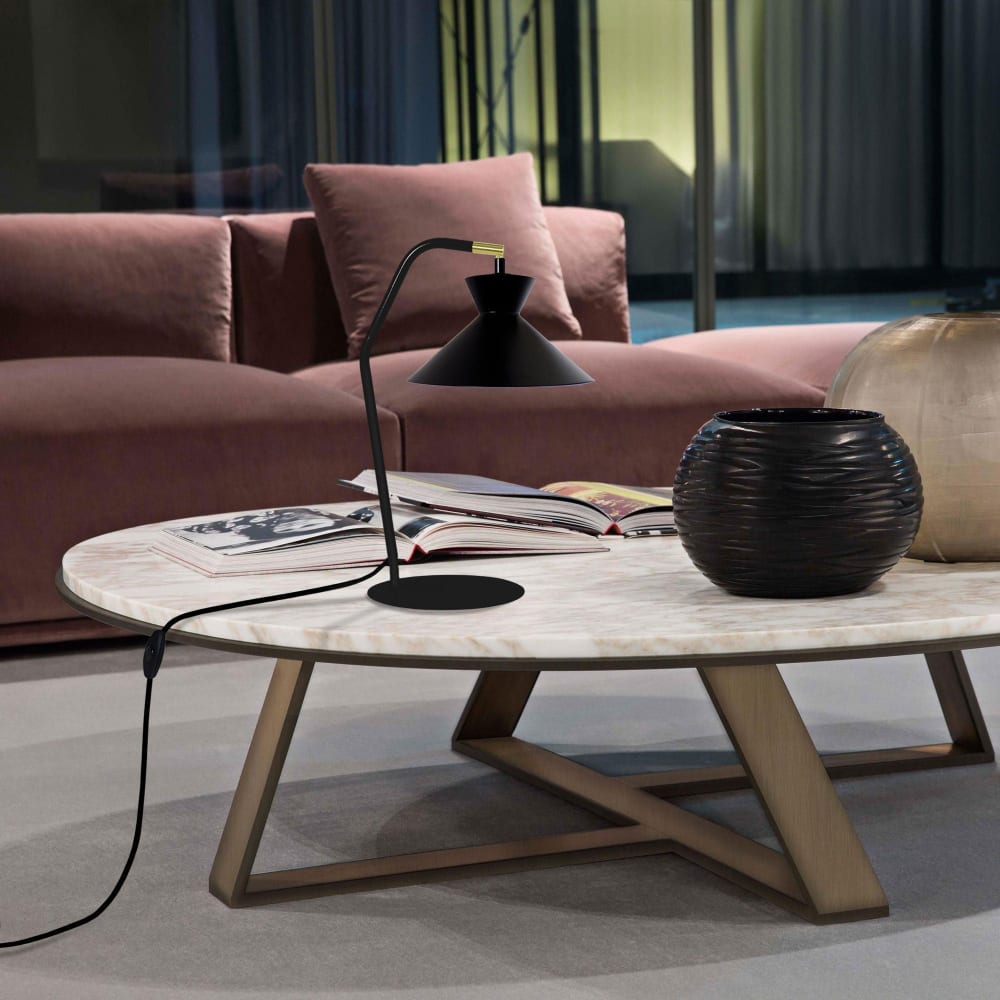 Lampada da ufficio metallo ;Alt.45cm nero ;Paralume: nero