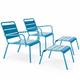 Set di 2 poltrone relax con poggiapiedi in metallo blu pacifico