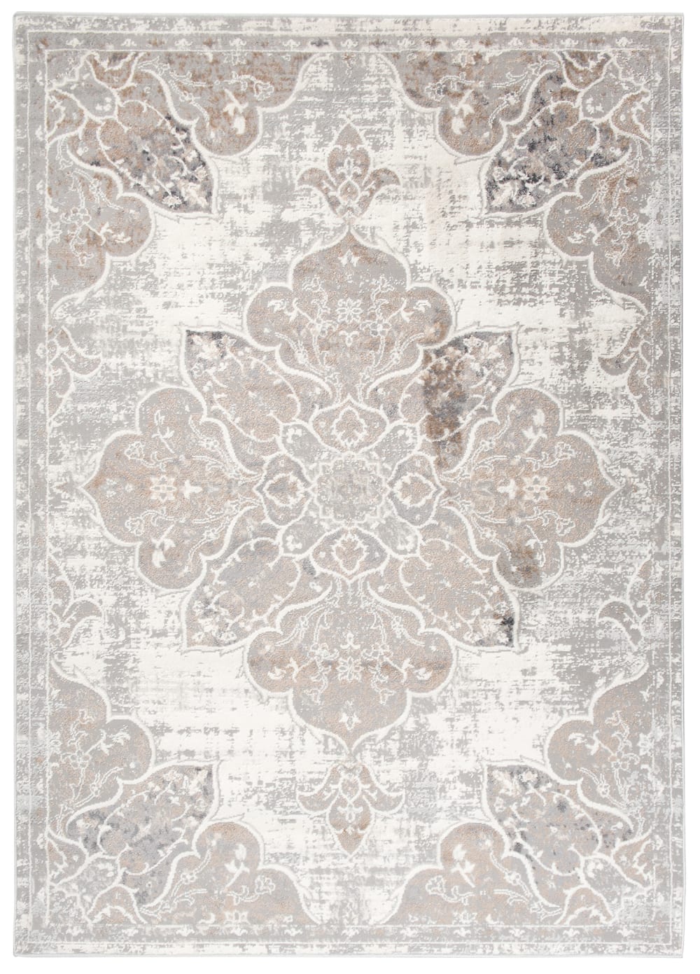 Tappeto da soggiorno vintage crema grigio beige fiori 200x300