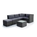 Set di divani da giardino 5 posti in rattan sintetico grigio