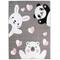 Tappeto per bambini grigio orso coniglietto panda 180x250cm