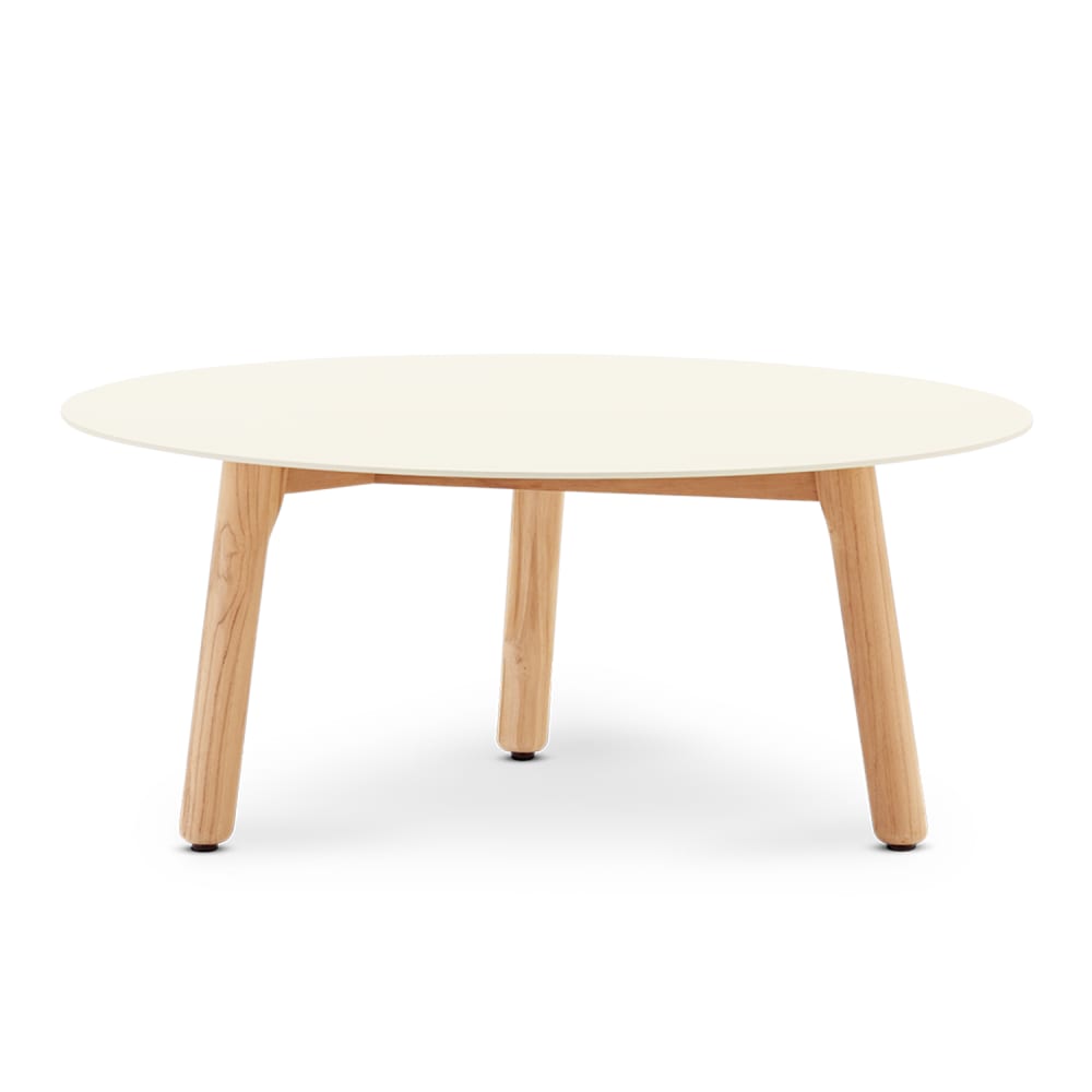 Tavolino basso rotondo in teak e alluminio mocca 80cm