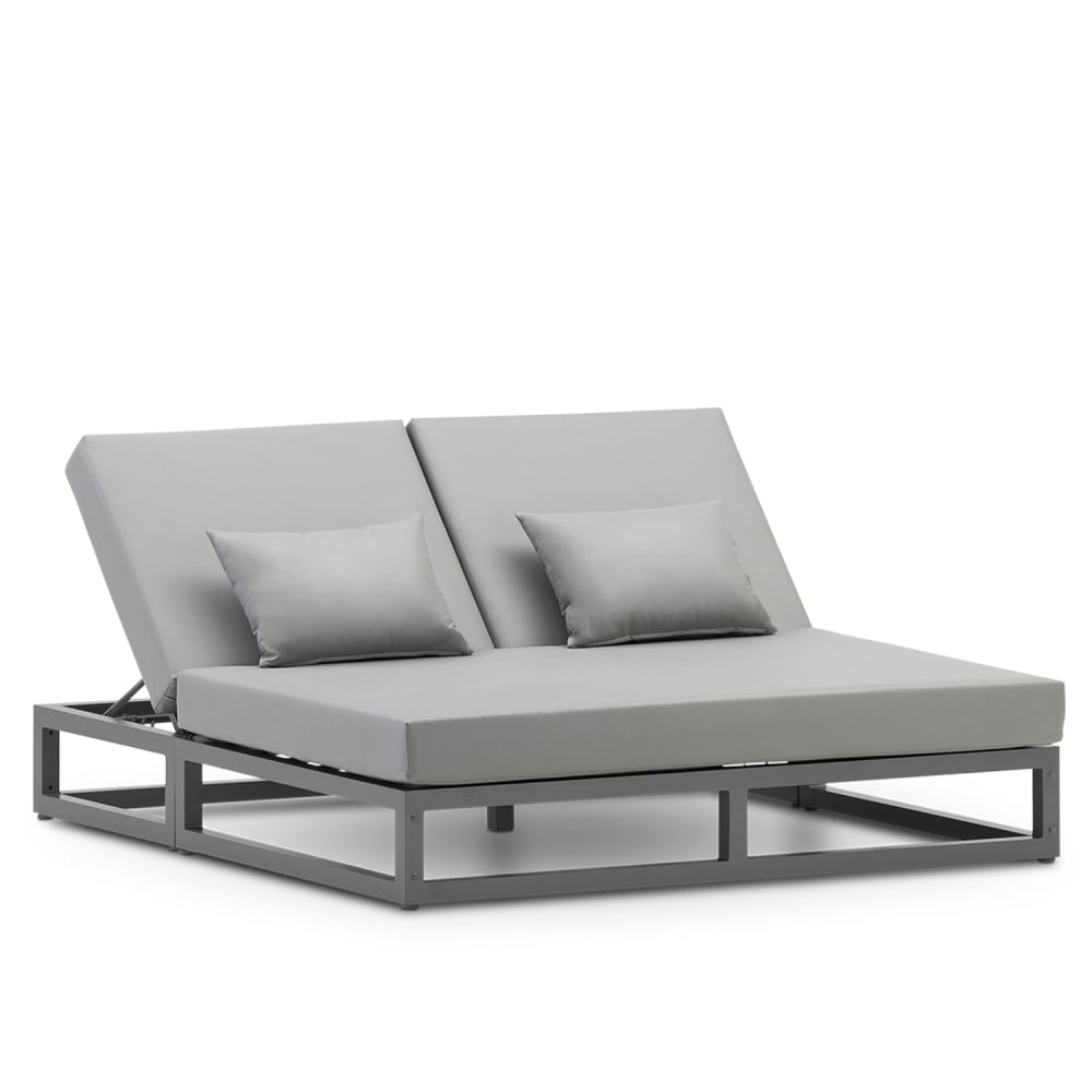 Letto doppio balinese antracite con cuscini grigi- Balinese