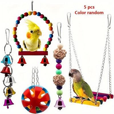 5/7/8/15pcs Bird Toys Set, Parrot Bell Ball String, Rattan Balls, Swing, Climbing Ladder, Hanging Bird Supplies, Parrot Toys