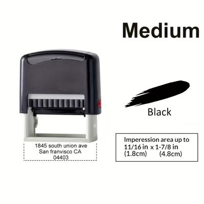 TEMU Customized Product: Large Return Address With Custom Content - Up To - Self-inking Rubber Stamp - Online Customization, In Red, Black, Blue, Green, And Purple Ink Pads.