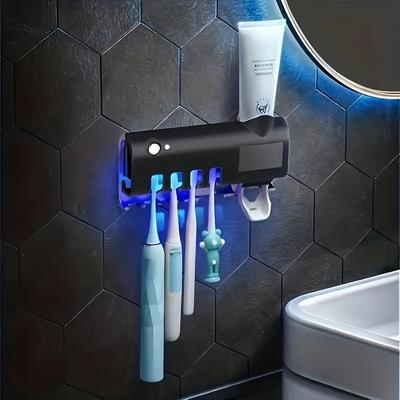 Wall-mounted Intelligent Toothbrush Sterilizer With Automatic Toothpaste Dispenser, Uv Sanitization, Bathroom Accessory For Hygiene Father's Day Gift