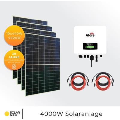 4400Wp/3,6kW PV-Anlage, 10x Ulica Solar Module Bifazial 440Wp, Afore String Wechselrichter