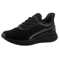 Slip-On Sneaker SKECHERS "BOBS GEO-", Damen, Gr. 35, schwarz (schwarz, uni), Textil, sportlich, Schuhe, Freizeitschuh in veganer Verarbeitung