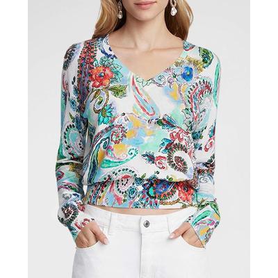 Evelyn Cropped Paisley-Print Sweater