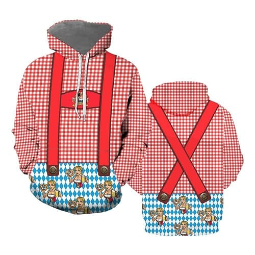 Kapuzensweatshirt Lederhosen 3D Lässig Bayerisch Bischofsärmel Fronttasche Grafik für Herren Erwachsene 3D-Druck für Karneval Oktoberfestbier Urlaub Party Image