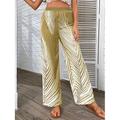 Damen Breites Bein Hosen Hose Casual Lang Blatt Weite Hosen Bedruckt Atmungsaktivität Komfortabel Unelastisch Ausgehen Wochenende Schwarz Weiß Khaki Frühling Sommer Regular Fit