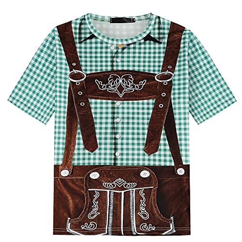 T-Shirt Lederhosen Party Lässig T-Shirt Ärmel Grafik für Herren Erwachsene 3D-Druck für Karneval Oktoberfestbier Urlaub Party Image