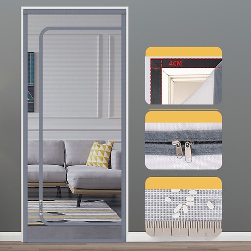 Verbesserte Haustier Bildschirm Tür Nano-beschichtete Katzen Bildschirm Tür für Wohnzimmer Anti-Moskito Anti-Haustier Bildschirm Netz mit Reißverschluss für Schlafzimmer Wohnzimmer Küche Image