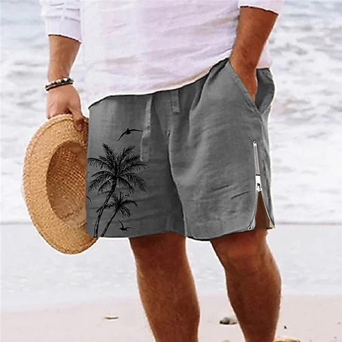 Herren Kokospalme Grafikdrucke Badehosen Badeshorts Boardshorts Mittlere Taille Streetwear Hawaiianisch Designer Lässig Täglich Ferien Reißverschluss Tasche Elastischer Bund Designer Bekleidung Image