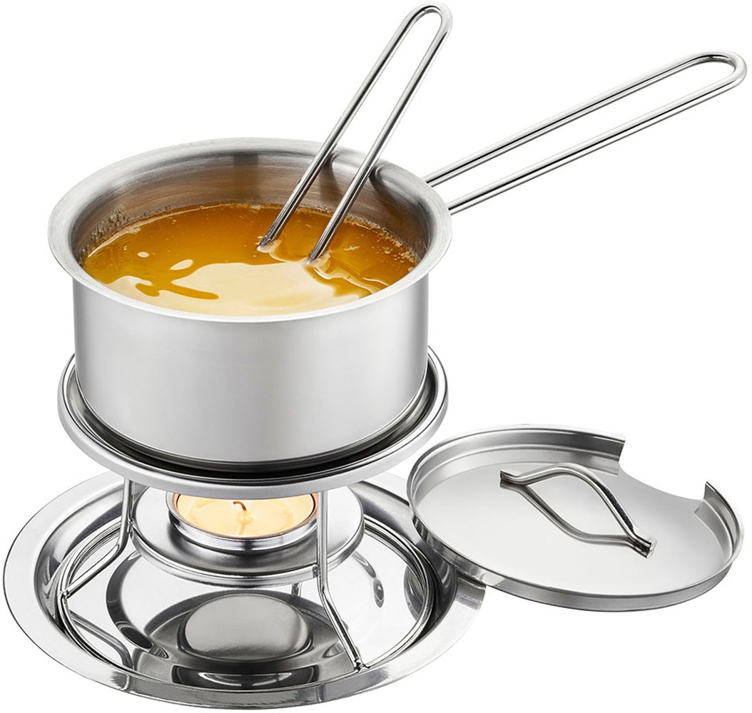 Sauteuse GEFU "CALORIC SET", silber, B:13cm H:16cm L:24cm, Töpfe, Set mit Stövchen Image