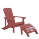 Beliani - Outdoor Lounger Chair Red Plastic Wood with Footstool for Patio Yard Adirondack