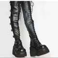 Bottes longues compensées pour femmes bottes au-dessus du genou bottes à plateforme haute cosplay