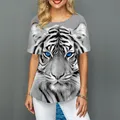 T-shirt à manches courtes pour femme t-shirt imprimé tigre coloré en 3D vêtements d'été