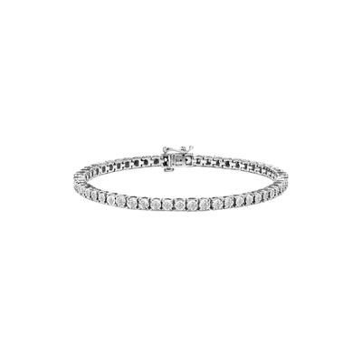 Women's Silver 1.0 Cttw Miracle-Set Diamond Tennis Bracelet - 9