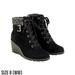 Torrid Shoes | Nib Torrid Women's Wedge Bootie Faux Suede Black Extra Wide Rubber Cushion Boot. | Color: Black | Size: Size 8 (Ww)Wide Width.