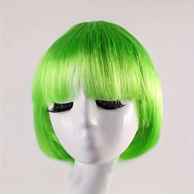 Colorful Short Bob Wig Straight Wig With Bangs Synthetic Wig Costume Wig For Halloween Party