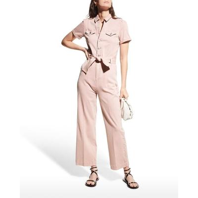 Anessa Belted Puff-sleeve Jumpsuit