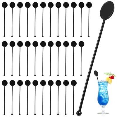 100 Pcs Black Plastic Martini Mixing Stirrer Swizzle Sticks Beverage Stick Drink Mixer Coffee Stirrers Cocktail Accessories