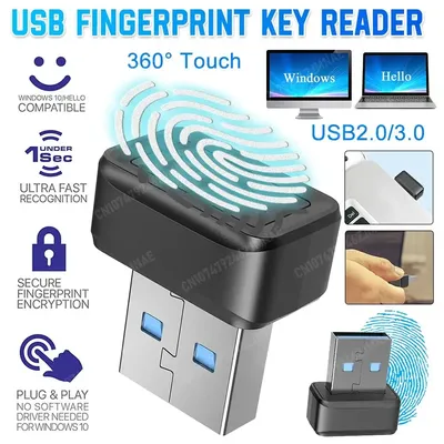 USB Fingerprint Key Reader For Windows 7/8/10/11 Hello Security Key Biometric Scanner PC Fingerprint