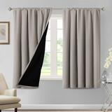 100% Blackout Curtains For Bedroom Thermal Insulated Curtains & Drapes Blackout Curtains 63 Inches Long Rod Pocket Curtains For Living Room With Black Liner 2 Panels Set Warm Taupe[L5443]