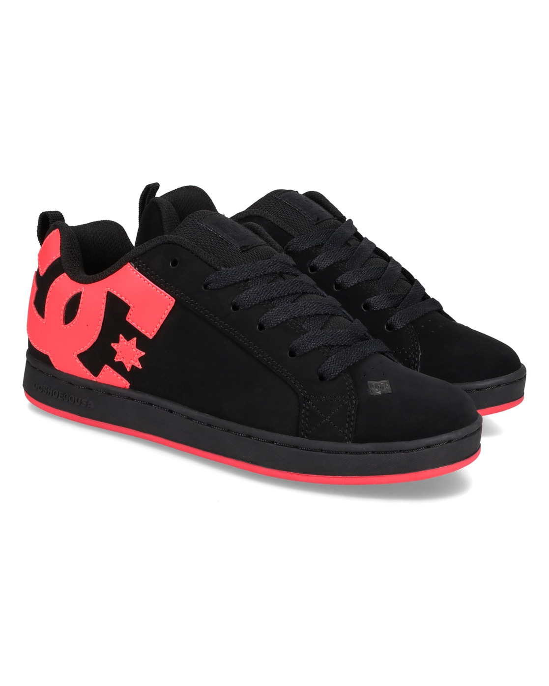 Sneaker DC SHOES "Court Graffik", Damen, Gr. 5,5(36,5), schwarz (schwarz, hot pink), 55, 91% Leder, 38, 75% Synthetik, 5, 34% Polyester, Schuhe Sneaker