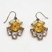 J. Crew Jewelry | J Crew Earrings Amber & Crystal Rhinestone Dangle Drops Party Wedding Boho | Color: Gold | Size: 1.25" Long