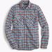 J. Crew Tops | J. Crew Boyfriend Crimson Petal Plaid Flannel Button-Down Shirt. Size 6. (Nwt). | Color: Blue/Cream | Size: 6