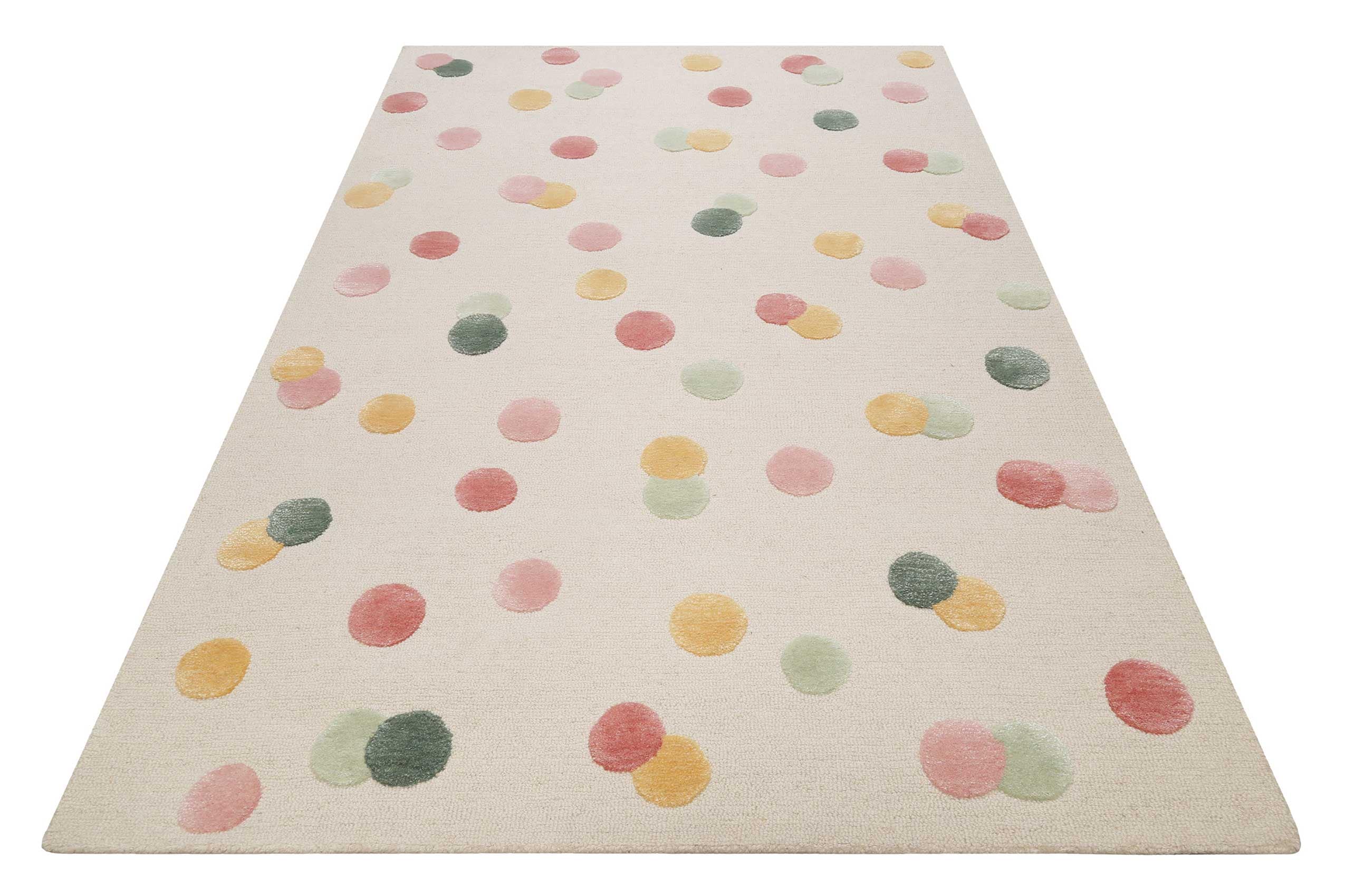Kinderteppich SMART KIDS "Dana", beige (creme beige), B:160cm H:1,2mm L:230cm, Wolle, Teppiche, Kinderteppich, modern und natürlich, bunte Polkadots, mit Struktur, Kinderzimmer