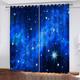 Blackout Curtains Bedroom Super Soft Thermal Insulated Curtains Blackout Eyelet Blackout Curtains For Living Room 200X160Cm Drop, 3D Printing Blue Starry Sky Scenery Pattern, 2 Panels