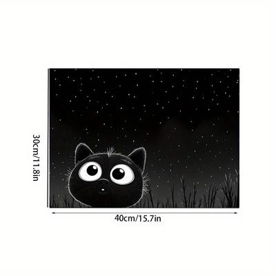 TEMU 1pc/minimalist Black Pet Feeding Mat Suitable For All , Cat Bowl Mat, Dining Mat For Cats And Dogs, Feeding Image