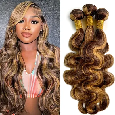 P4/27 Highlight Human Hair Bundles Body Wave Bundles Human Hair 18 20 22Inch Human Hair Body Wave