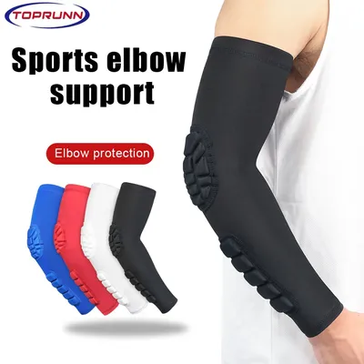 TopRunn 1pc Arm Sleeve,Compression Arm Sleeve w Elbow Pad for Football,Volleyball,Baseball
