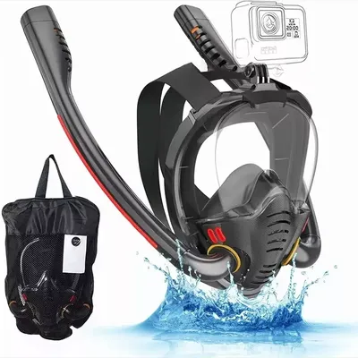 Snorkeling Mask Double Tube Silicone Full Dry Diving Mask Adult Swimming Mask Diving Goggles Self