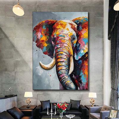 Abstract Colorful Elephant Oil Painting on Canvas Couple Acrylic animal Elephant Painting Modern Colorful texture knife Animal painting Art for Living Room bedroom Home Decor Wall Art painting