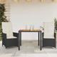 vidaXL Set da Bistrò 3 pz con Cuscini Nero Polyrattan e Legno Acacia
