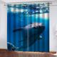 Blackout Curtains Bedroom Super Soft Thermal Insulated Curtains Blackout Eyelet Blackout Curtains For Living Room 83 Inch Drop 3D Printing Blue Whale Print Pattern, 2 Panels