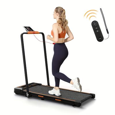 2-in-1 Under Desk Treadmill - 2.5hp Folding For Home Use With Remote Control, Led Display & Free Installation - Compact Black Walking Pad