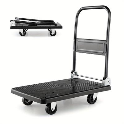 TEMU Costway Heavy-duty Folding Hand Truck With Wheels - 440lbs Capacity, Metal & Pvc, Non-slip Surface, Space-saving Design For Home, Office, Garage, Hand Truck Foldable