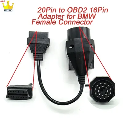 OBD Adapter for BMW 20pin to OBD2 16PIN Female Connector e36 e39 X5 Z3 obd2 cable for BMW 20 pin