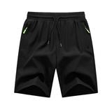 USHUN Mens Athletic Shorts Below Knees Mesh Tennis Shorts for Men Plain Multi-Pocket Walking Shorts for Men Yellow