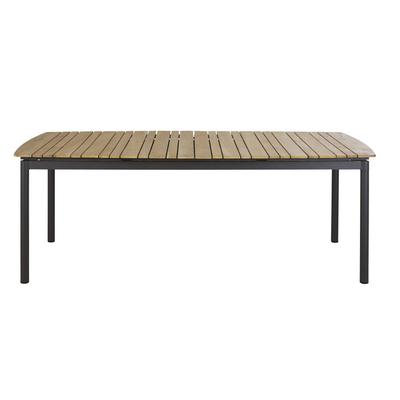 Ausziehbarer Gartentisch aus massivem Teakholz und anthrazitgrauem Aluminium, 10-12 Personen, L220-300cm