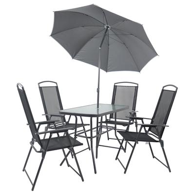 Gartentisch und 4 Stühle aus Stahll, 110 cm, Anthrazit