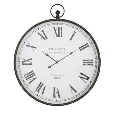 Uhr aus weißem und schwarzem Metall, 83x98cm